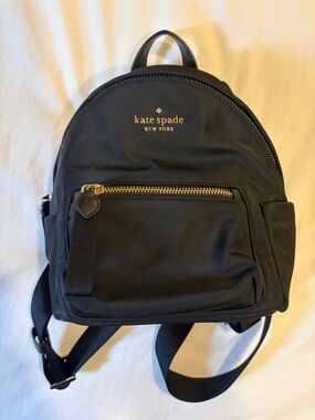 kate spade Chelsea black nylon mini backpack with gold hardware